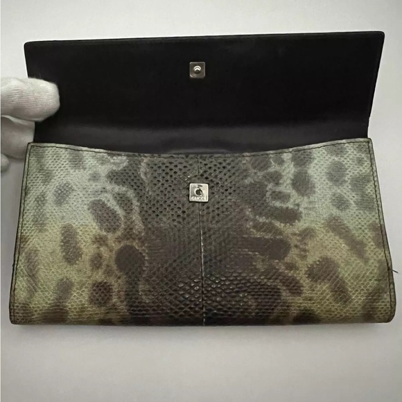 SALE Gucci Wallet Reptile Snake Skin Brown Neutral All Leather Gold Hardware - Picture 5 of 16